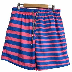 BOARDIES MENS BLUE AND PINK STRIPED MESH LINED SWIM SHORTS LARGE